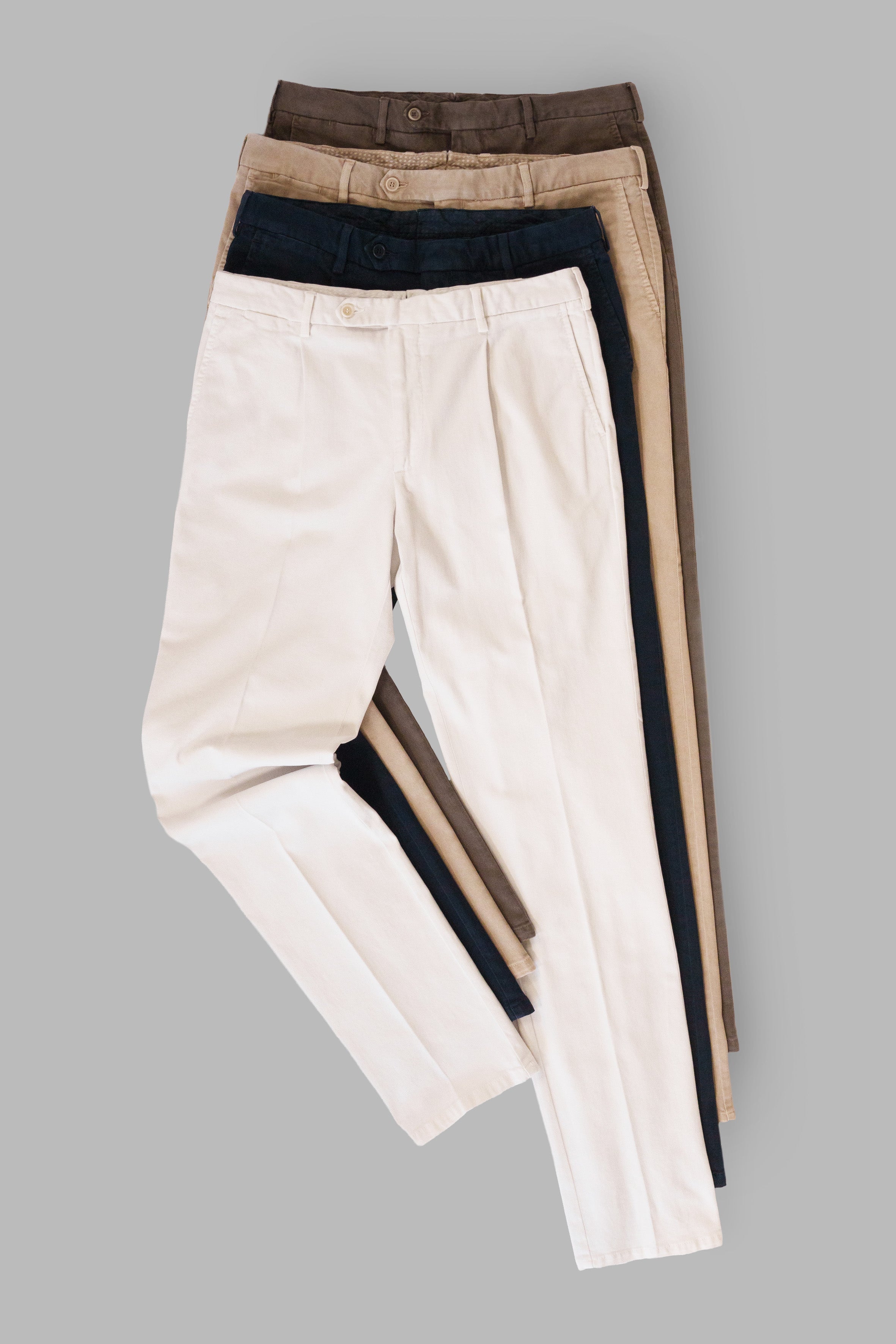 Pantaloni sportivi in cotone elastan marrone 1 piega